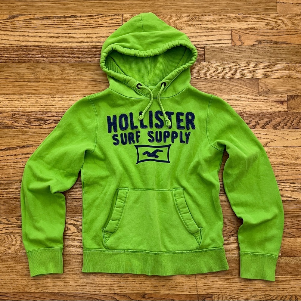 Y2K Bright Green & Blue Logo Hoodie